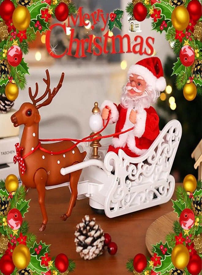 fizzytech Santa Cluas Toy Ideal for Xmas Holiday New Year Home Party Decoration Fun Interactive Animated Kids and Childrens (FTH_Pull_Cart_Santa) - Image 1